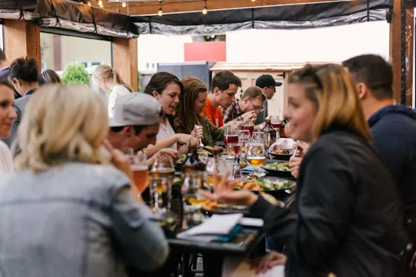 Barbaros warm social group gathering and feast clinking glasses